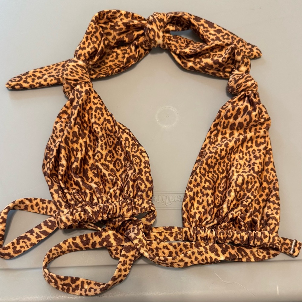 iNAMORATA Leopard Print Brown/Tan Triangle Bikini Top